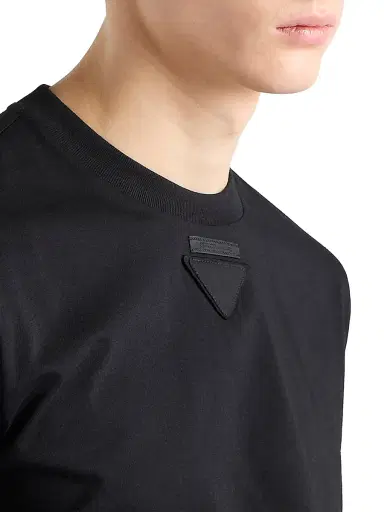 Prada Men's Shapeable Cotton T-Shirt - Black | Thumbnail 4 Prada Men's Shapeable Cotton T-Shirt - Black | Thumbnail 4