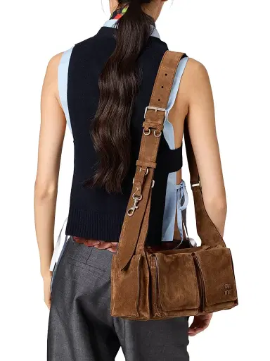 Miu Miu Women's Utilitaire Suede Shoulder Bag | Thumbnail 3 Miu Miu Women's Utilitaire Suede Shoulder Bag | Thumbnail 3