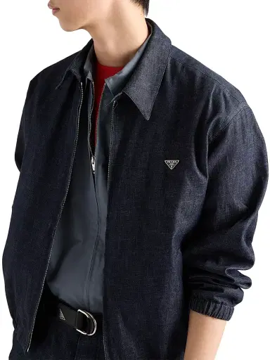 Prada Men's Chambray Denim Blouson Zipper Jacket - Blue - Size 44 | Thumbnail 4 Prada Men's Chambray Denim Blouson Zipper Jacket - Blue - Size 44 | Thumbnail 4