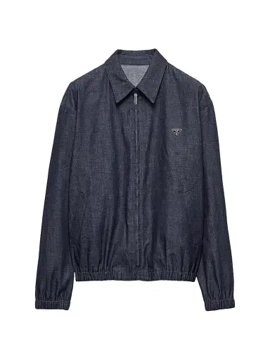 Prada Men's Chambray Denim Blouson Zipper Jacket - Blue - Size 44 | Thumbnail 1 Prada Men's Chambray Denim Blouson Zipper Jacket - Blue - Size 44 | Thumbnail 1