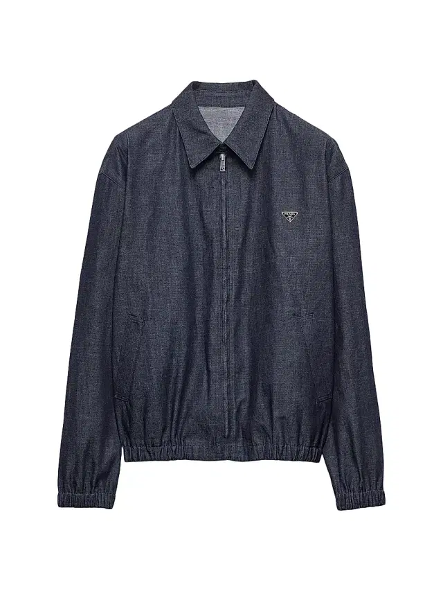 Prada Men's Chambray Denim Blouson Zipper Jacket - Blue