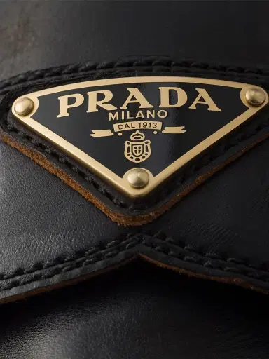 Prada Women's Chocolate Antiqued Leather Loafers - Black - Size 7 | Thumbnail 4 Prada Women's Chocolate Antiqued Leather Loafers - Black - Size 7 | Thumbnail 4