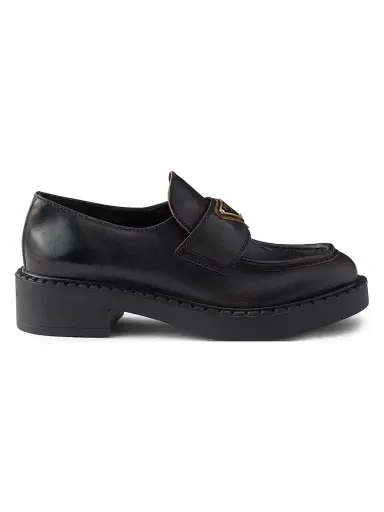 Prada Women's Chocolate Antiqued Leather Loafers - Black - Size 7 | Thumbnail 1 Prada Women's Chocolate Antiqued Leather Loafers - Black - Size 7 | Thumbnail 1