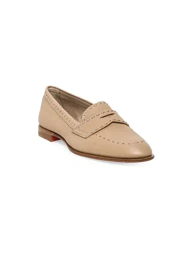Santoni Women's Marlene Stitched Leather Loafers - Light Brown - Size 11 | Thumbnail 2
