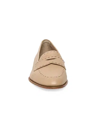 Santoni Women's Marlene Stitched Leather Loafers - Light Brown - Size 11 | Thumbnail 3