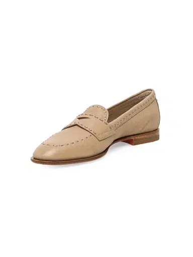 Santoni Women's Marlene Stitched Leather Loafers - Light Brown - Size 11 | Thumbnail 4