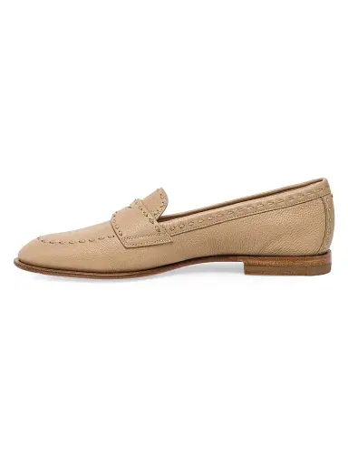 Santoni Women's Marlene Stitched Leather Loafers - Light Brown - Size 11 | Thumbnail 5
