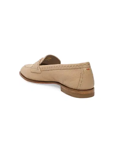 Santoni Women's Marlene Stitched Leather Loafers - Light Brown - Size 11 | Thumbnail 6