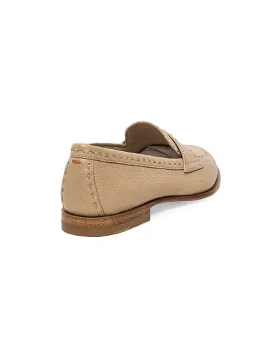 Santoni Women's Marlene Stitched Leather Loafers - Light Brown - Size 11 | Thumbnail 8