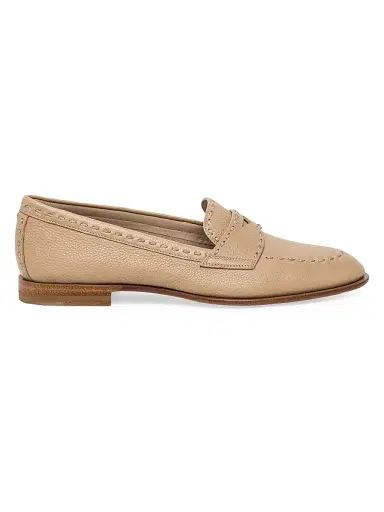 Santoni Women's Marlene Stitched Leather Loafers - Light Brown - Size 11 | Thumbnail 1