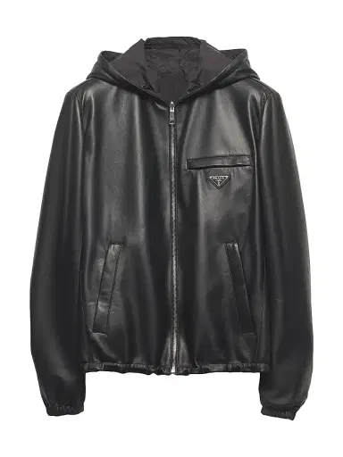 Prada Men's Reversible Nappa Leather and Re-Nylon Jacket - Black - Size 44 | Thumbnail 1 Prada Men's Reversible Nappa Leather and Re-Nylon Jacket - Black - Size 44 | Thumbnail 1