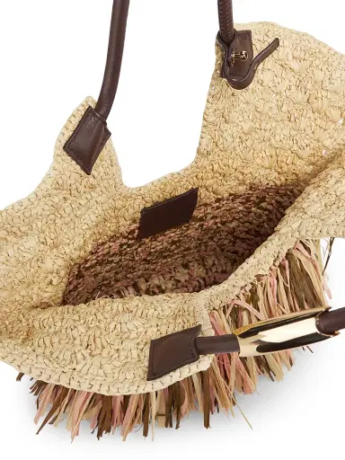 Zimmermann Women's Small Goldentime Fringed Raffia Tote Bag - Natural | Thumbnail 5