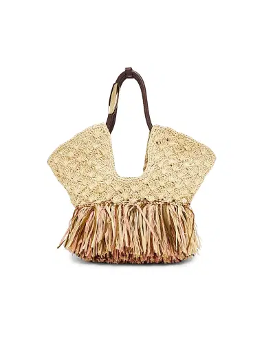 Zimmermann Women's Small Goldentime Fringed Raffia Tote Bag - Natural | Thumbnail 1