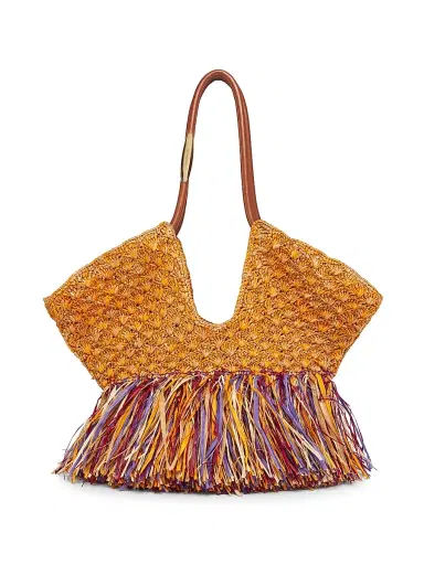 Zimmermann Women's Medium Goldtentime Fringe Raffia Tote Bag - Multicolor Mouline | Thumbnail 1 Zimmermann Women's Medium Goldtentime Fringe Raffia Tote Bag - Multicolor Mouline | Thumbnail 1