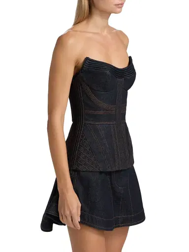 Zimmermann Women's Stretch Denim Strapless Corset Top - Night Sky | Thumbnail 4