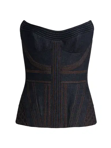 Zimmermann Women's Stretch Denim Strapless Corset Top - Night Sky | Thumbnail 1