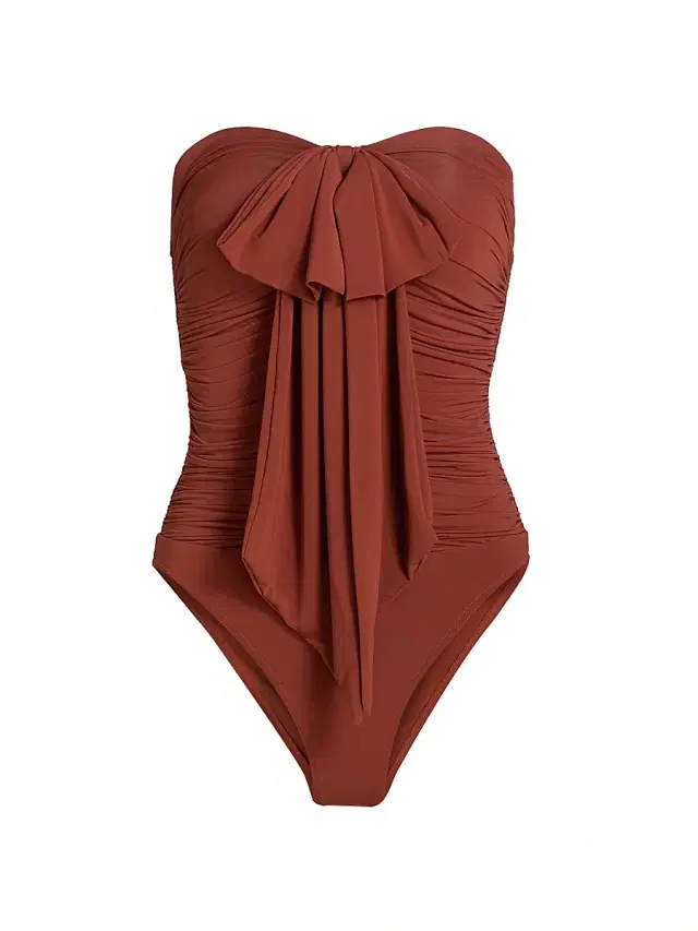 Zimmermann Women's Awaken Draped Bow One-Piece Swimsuit - Bronze