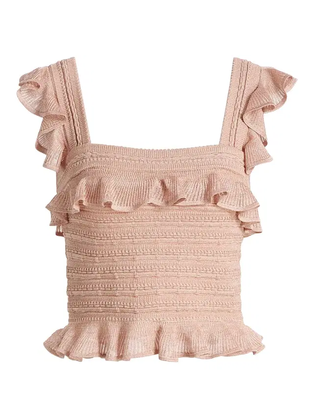 Zimmermann Women's Rebellion Frilled Lace Cami - Metallic Rose Gold