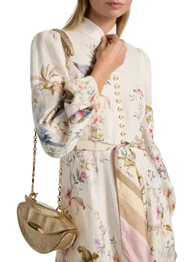 Zimmermann Women's Rebellion Printed Button-Front Linen Midi-Dress - Cream Aviary | Thumbnail 6