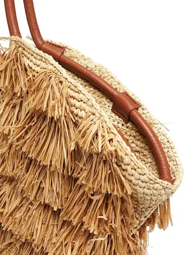 Zimmermann Women's Goldentime Fringed Raffia Tote Bag - Tan Fringe Stripe | Thumbnail 6