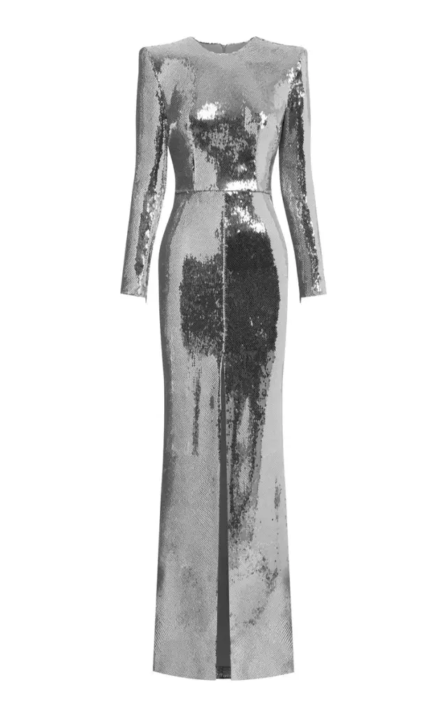 Sequined Long Sleeve Gown