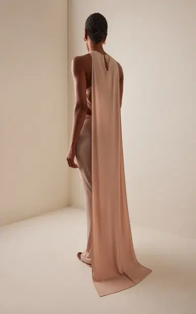 The New Arrivals Ilkyaz Ozel Exclusive Yoko Jersey Cape Bodysuit | Thumbnail 4