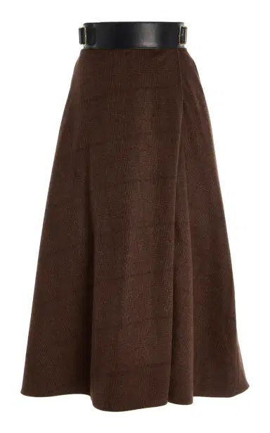 Adam Lippes Glen Plaid Cashmere Midi Skirt | Thumbnail 2