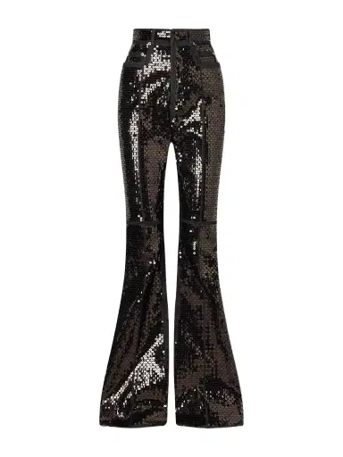 Rick Owens Sequined High-rise Bootcut Jeans | Thumbnail 1 Rick Owens Sequined High-rise Bootcut Jeans | Thumbnail 1