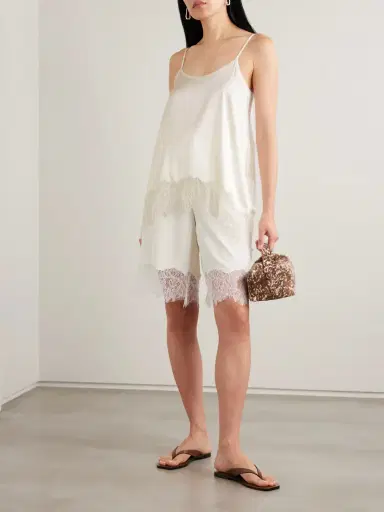 Staud Verano Lace-trimmed Silk Shorts | Thumbnail 2 Staud Verano Lace-trimmed Silk Shorts | Thumbnail 2
