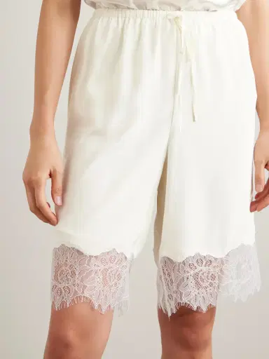 Staud Verano Lace-trimmed Silk Shorts | Thumbnail 3 Staud Verano Lace-trimmed Silk Shorts | Thumbnail 3