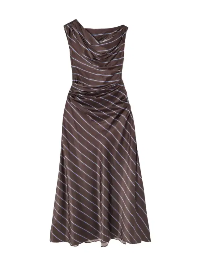 Phare Draped Striped Stretch-silk Midi Dress