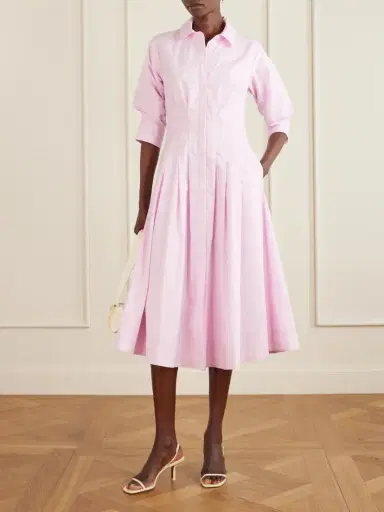 Simkhai Jazz Pleated Cotton-blend Poplin Midi Dress | Thumbnail 2 Simkhai Jazz Pleated Cotton-blend Poplin Midi Dress | Thumbnail 2