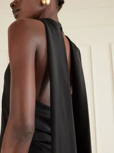 Simkhai Monica Asymmetric Tie-detailed Satin Halterneck Midi Dress | Thumbnail 4 Simkhai Monica Asymmetric Tie-detailed Satin Halterneck Midi Dress | Thumbnail 4