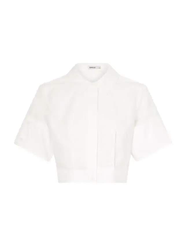 Sabrina Cropped Pleated Cotton-blend Poplin Shirt