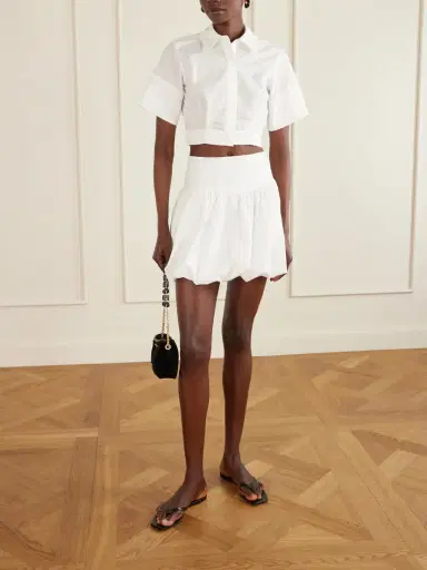 Simkhai Pippa Pleated Cotton-blend Poplin Mini Skirt | Thumbnail 2 Simkhai Pippa Pleated Cotton-blend Poplin Mini Skirt | Thumbnail 2