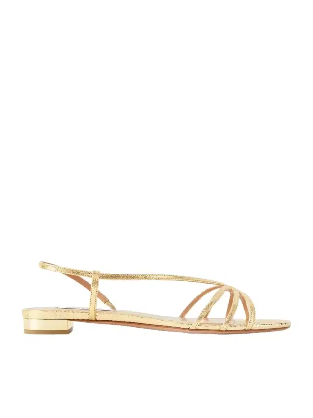 Aquazzura Talk To Me Snake-effect Metallic Leather Slingback Sandals