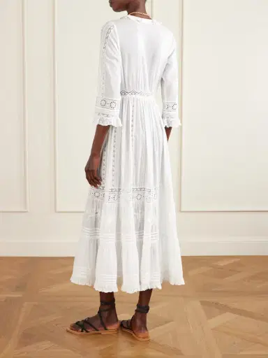 DÔEN Clemencia Ruffled Lace-trimmed Organic Cotton-voile Midi Dress | Thumbnail 3