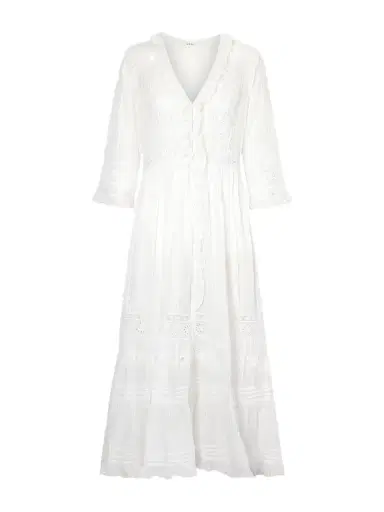 DÔEN Clemencia Ruffled Lace-trimmed Organic Cotton-voile Midi Dress | Thumbnail 1