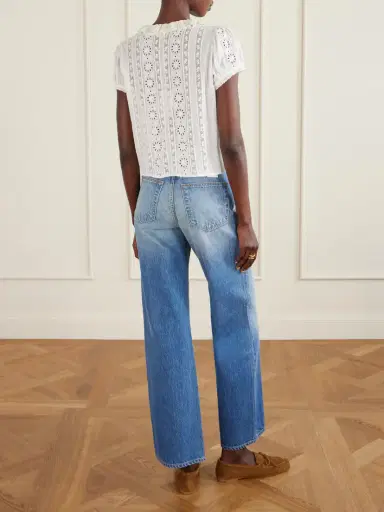 DÔEN Clairette Cropped Ruffled Lace-trimmed Organic Cotton-voile Top | Thumbnail 3 DÔEN Clairette Cropped Ruffled Lace-trimmed Organic Cotton-voile Top | Thumbnail 3