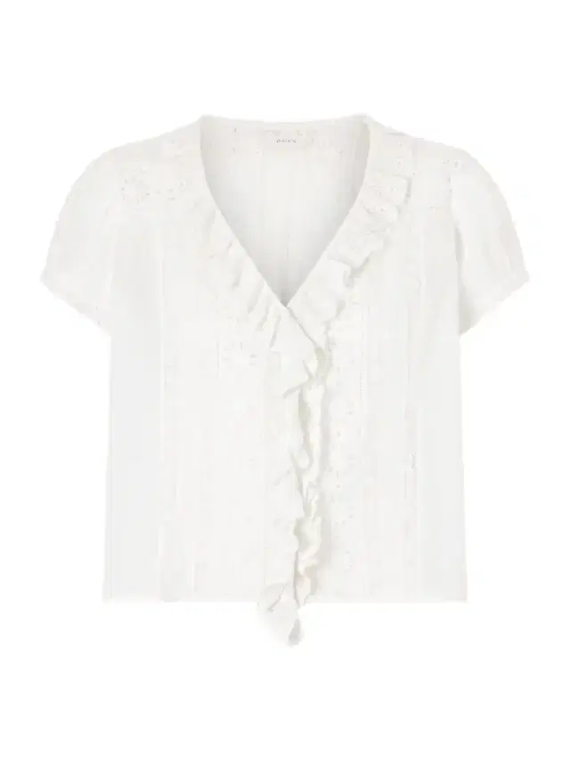 Clairette Cropped Ruffled Lace-trimmed Organic Cotton-voile Top