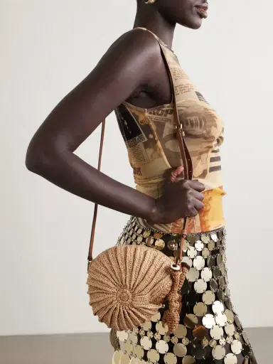 Anya Hindmarch Hermit Crab Leather-trimmed Raffia Shoulder Bag | Thumbnail 2 Anya Hindmarch Hermit Crab Leather-trimmed Raffia Shoulder Bag | Thumbnail 2