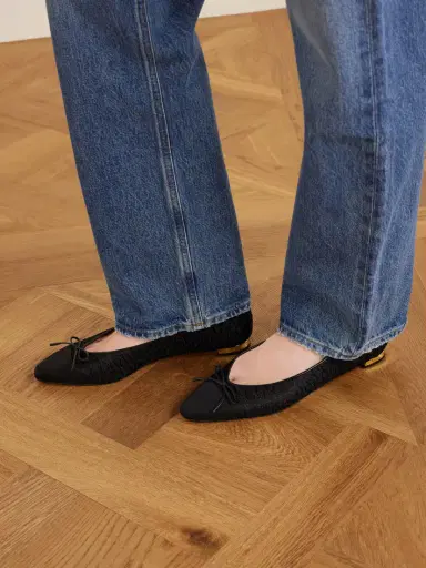 Aquazzura Gioia Bow-detailed Grosgrain And Leather-trimmed Crocheted Ballet Flats | Thumbnail 2 Aquazzura Gioia Bow-detailed Grosgrain And Leather-trimmed Crocheted Ballet Flats | Thumbnail 2