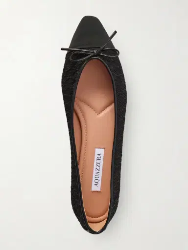 Aquazzura Gioia Bow-detailed Grosgrain And Leather-trimmed Crocheted Ballet Flats | Thumbnail 6 Aquazzura Gioia Bow-detailed Grosgrain And Leather-trimmed Crocheted Ballet Flats | Thumbnail 6