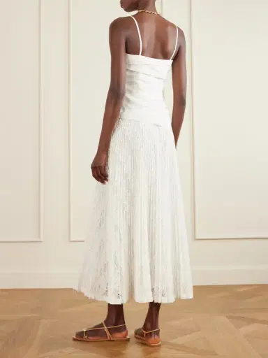 Simkhai Annalise Pleated Lace And Cotton-poplin Midi Dress | Thumbnail 3