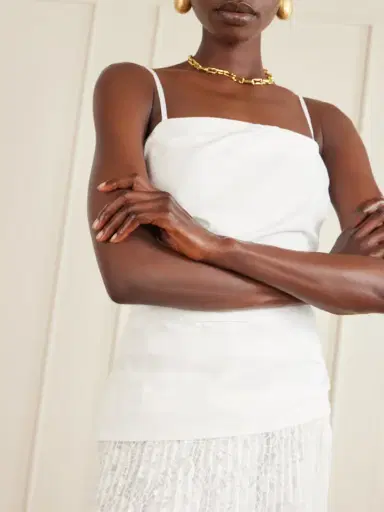 Simkhai Annalise Pleated Lace And Cotton-poplin Midi Dress | Thumbnail 4