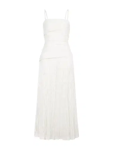 Simkhai Annalise Pleated Lace And Cotton-poplin Midi Dress | Thumbnail 1