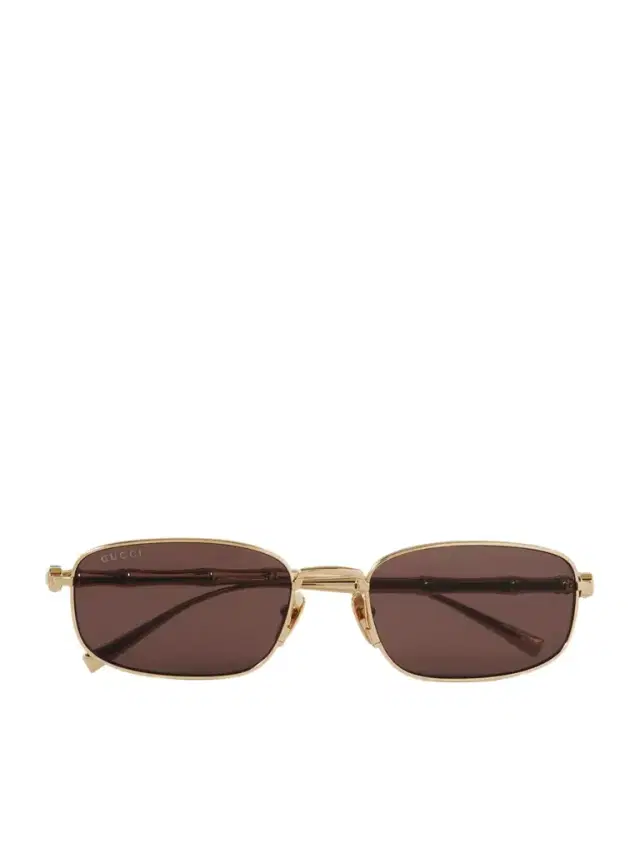 Bamboo Rectangular-frame Gold-tone Sunglasses