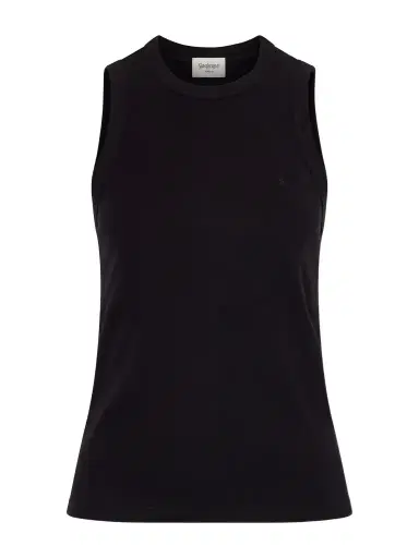 Saint Laurent Embroidered Ribbed Cotton Tank | Thumbnail 1 Saint Laurent Embroidered Ribbed Cotton Tank | Thumbnail 1
