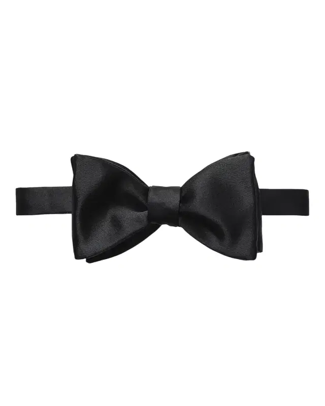 Black Silk Satin Ready-Tied Bow Tie
