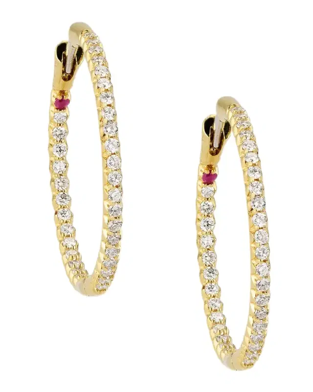 Pave Diamond Hoop Earrings